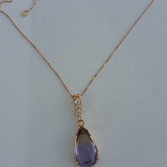 Ametrine with 18K Gold Chain Necklace New Without Tags - Picture 1 of 6